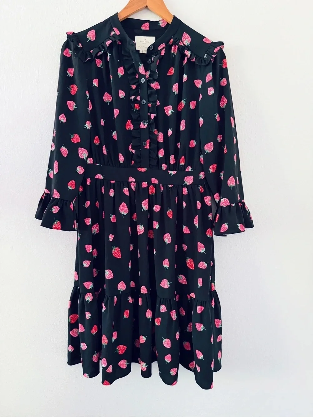 NWOT Kate Spade Tossed Strawberry Ruffle Shirtdress size 10
